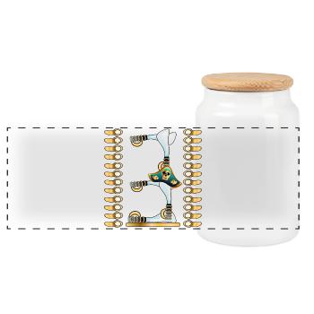 3rd Children's Birthday Party - NUMBER THREE - PIRATES - Panoramic Cookie Jar with Wooden Lid - white - Front