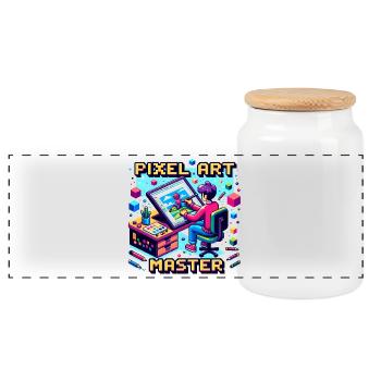 Maître du pixel art - Boîte à biscuits avec couvercle en bois - blanc - Devant