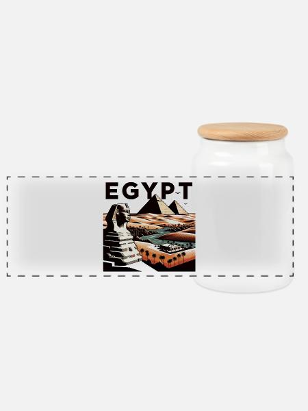 Ägypten - Panorama Keksdose mit Holzdeckel - Weiß