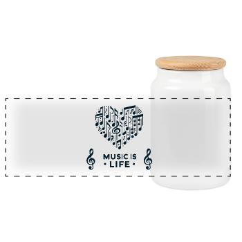 Music is life - Panoramic Cookie Jar with Wooden Lid - white - Front
