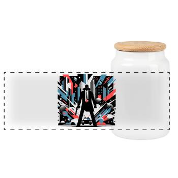 Chaos de la ville - Boîte à biscuits avec couvercle en bois - blanc - Devant