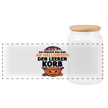 Halloween Print für mehr Süßes - Panorama Keksdose mit Holzdeckel - Weiß - Vorne