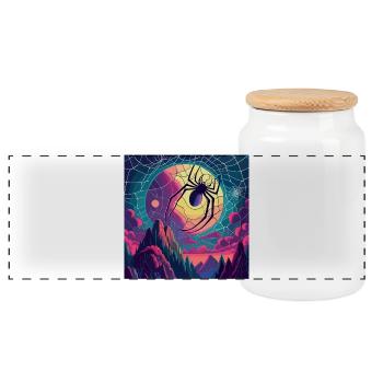 Toile d’araignée lunaire - Boîte à biscuits avec couvercle en bois - blanc - Devant