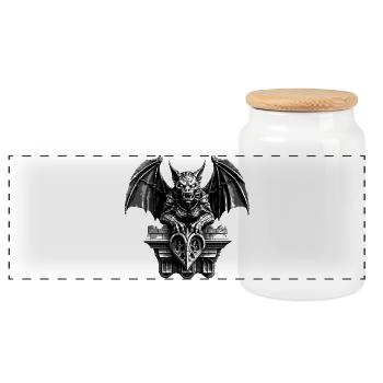 Gargoyle 1 - Panorama Keksdose mit Holzdeckel - Weiß - Vorne