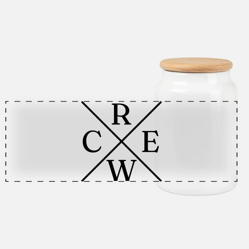 Crew Sign Cross - Panorama Keksdose mit Holzdeckel - Weiß