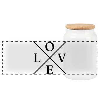 Love - Panorama Keksdose mit Holzdeckel - Weiß - Vorne