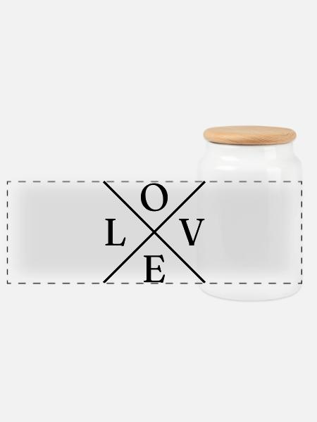 Love - Panorama Keksdose mit Holzdeckel - Weiß