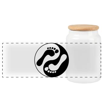 barfuß natural runners yin yang - Panorama Keksdose mit Holzdeckel - Weiß - Vorne