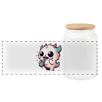 Maquillage et monstres - Boîte à biscuits avec couvercle en bois - blanc - Devant