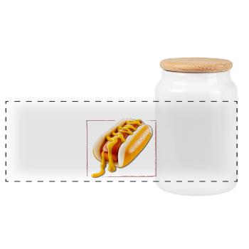 hot dog fast food eingerahmt - Panorama Keksdose mit Holzdeckel - Weiß - Vorne
