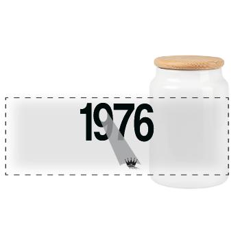 Vintage 1976 - Panorama Keksdose mit Holzdeckel - Weiß - Vorne