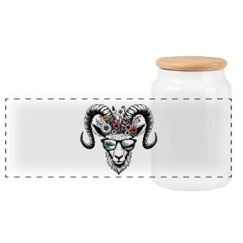 Montagnes du Capricorne Lunettes de soleil de randonnée Zodiac - Boîte à biscuits avec couvercle en bois - blanc - Devant