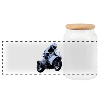 Motorrad - Panorama Keksdose mit Holzdeckel - Weiß - Vorne