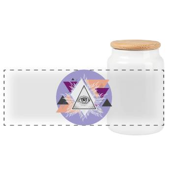 Oeil triangulaire géométrique avec auras - Boîte à biscuits avec couvercle en bois - blanc - Devant