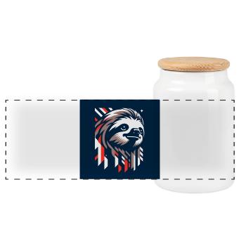 Loutre géométrique au clair de lune - Boîte à biscuits avec couvercle en bois - blanc - Devant