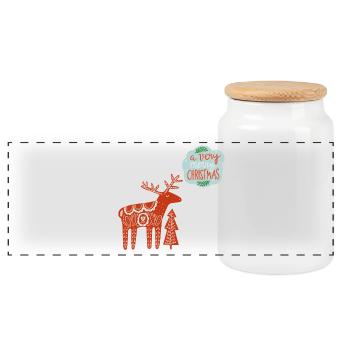 ein sehr frohes Weihnachten - Panorama Keksdose mit Holzdeckel - Weiß - Vorne