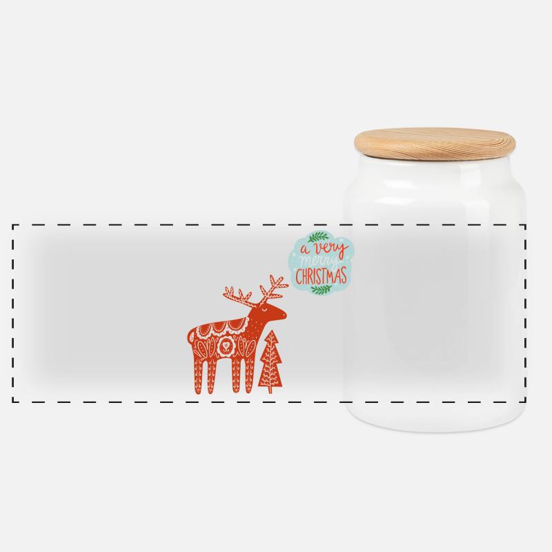 a very merry Christmas - Panoramic Cookie Jar with Wooden Lid - white