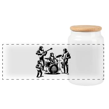 Ruban de singe | Musiciens chimpanzés - Boîte à biscuits avec couvercle en bois - blanc - Devant