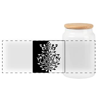 Bach Seal / Monogram / Coat of Arms / Insignia - Panoramic Cookie Jar with Wooden Lid - white - Front