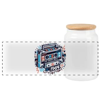 1984 Vintage Jahrgang Geburtstag Retro Geschenk - Panorama Keksdose mit Holzdeckel - Weiß - Vorne