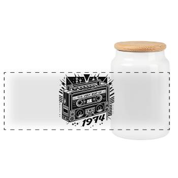 geburtstag very best of 1974 retro - Panorama Keksdose mit Holzdeckel - Weiß - Vorne