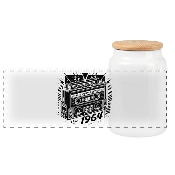 Anniversaire très le meilleur de 1964 rétro - Boîte à biscuits avec couvercle en bois - blanc - Devant