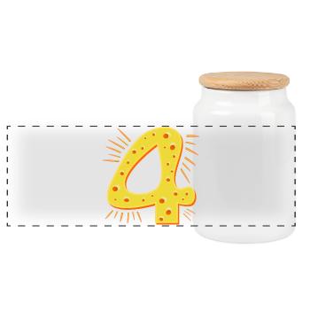 NUMÉRO 4 ANS - FROMAGE QUATRE ANS - Boîte à biscuits avec couvercle en bois - blanc - Devant