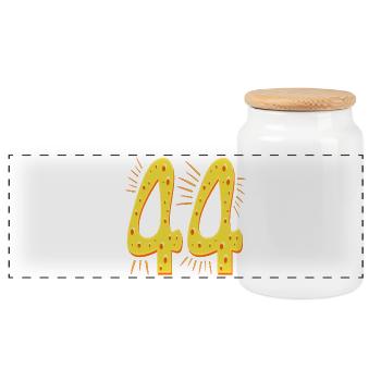 Numéro 44 ans - Fromage d’anniversaire quarante-quatre - Boîte à biscuits avec couvercle en bois - blanc - Devant