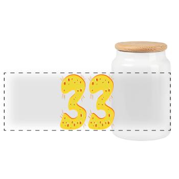 Zahl 33 - Dreiunddreißig - 33. Geburtstag KÄSE - Panorama Keksdose mit Holzdeckel - Weiß - Vorne