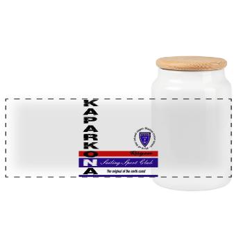 Rügen Segel Klub Emblem - Panorama Keksdose mit Holzdeckel - Weiß - Vorne