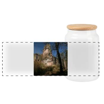 Mystische Burgruine Waldeck (Nordschwarzwald) - Panorama Keksdose mit Holzdeckel - Weiß - Vorne