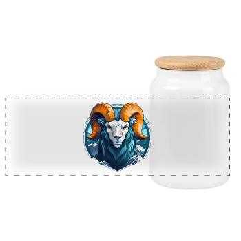 Mascottes Bélier - Boîte à biscuits avec couvercle en bois - blanc - Devant