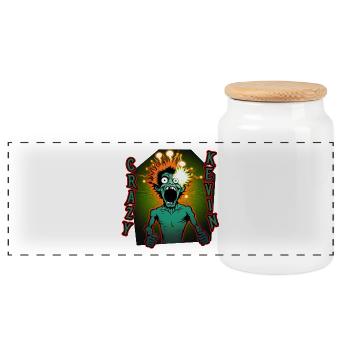 Crazy Kevin - Panoramic Cookie Jar with Wooden Lid - white - Front