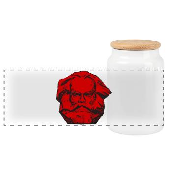 Karl Marx Red Communism Marxism Sweater Copy - Panoramic Cookie Jar with Wooden Lid - white - Front