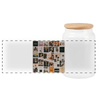 Top Mosaic Music - Panoramic Cookie Jar with Wooden Lid - white - Front