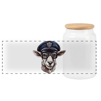 Police des chèvres - Boîte à biscuits avec couvercle en bois - blanc - Devant