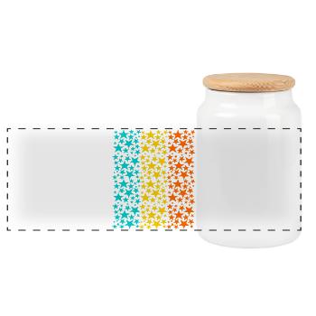 Motif d’étoiles arc-en-ciel brillant - Boîte à biscuits avec couvercle en bois - blanc - Devant
