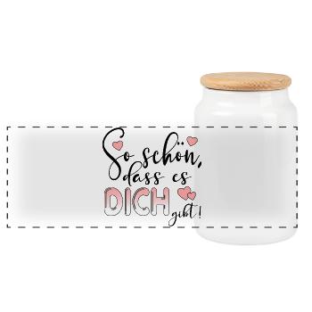 JAHRESTAG SPRÜCHE Beziehung - Panorama Keksdose mit Holzdeckel - Weiß - Vorne