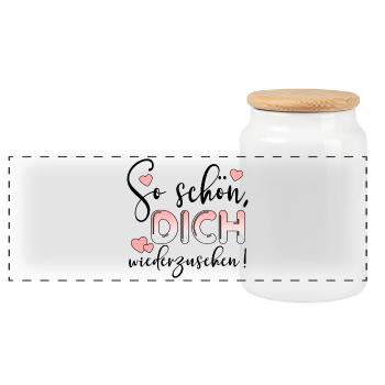 WIEDERSEHEN SPRÜCHE - LIEBE BEZIEHUNG - Panorama Keksdose mit Holzdeckel - Weiß - Vorne