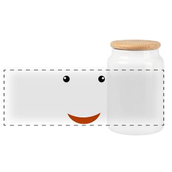 Visage de clown vintage pour costumes - Boîte à biscuits avec couvercle en bois - blanc - Devant