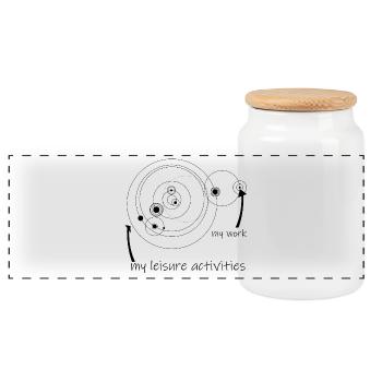 Cercles de vie et de travail (noir) - Boîte à biscuits avec couvercle en bois - blanc - Devant