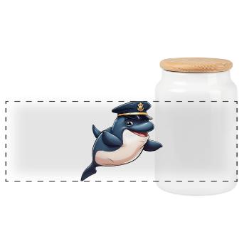 Police des baleines - Boîte à biscuits avec couvercle en bois - blanc - Devant