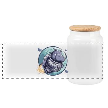Weltraumastronaut Nilpferd - Panorama Keksdose mit Holzdeckel - Weiß - Vorne