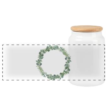 Couronne d’hiver de branches d’eucalyptus et de sapin - Boîte à biscuits avec couvercle en bois - blanc - Devant