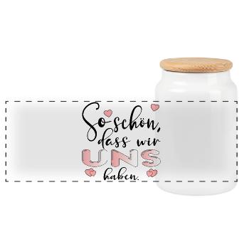 LIEBESBEZIEHUNG SPRÜCHE - PAARE GESCHENKE - Panorama Keksdose mit Holzdeckel - Weiß - Vorne