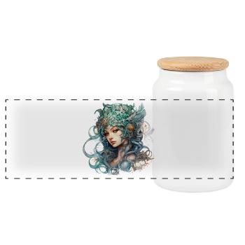 Wunderschöne Waldelfe Fantasy RPG Shirt - Panorama Keksdose mit Holzdeckel - Weiß - Vorne
