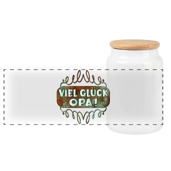 Viel Glück Opa - Panorama Keksdose mit Holzdeckel - Weiß - Vorne