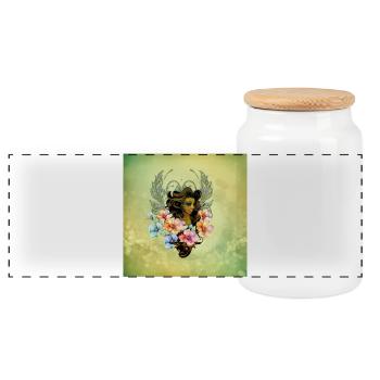 Belle femme entourée par la beauté de la nature - Boîte à biscuits avec couvercle en bois - blanc - Devant