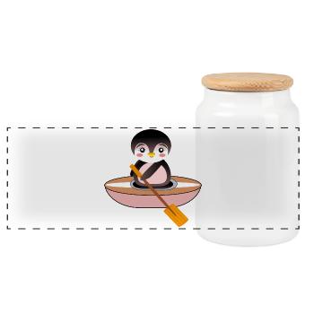 PINGOUIN - LOISIRS SPORTS NAUTIQUES - CANOË KAYAK - Boîte à biscuits avec couvercle en bois - blanc - Devant