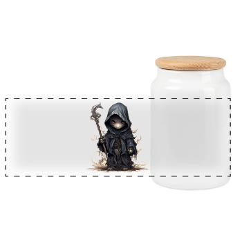 Süßer Geistermagier Fantasy RPG Shirt - Panorama Keksdose mit Holzdeckel - Weiß - Vorne